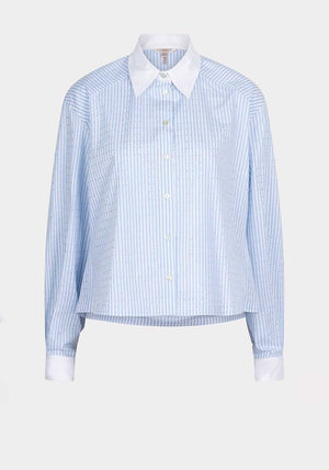 Esqualo Rhinestone Embellished Striped Shirt, Blue