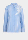 Esqualo Lace Applique Striped Shirt, Blue