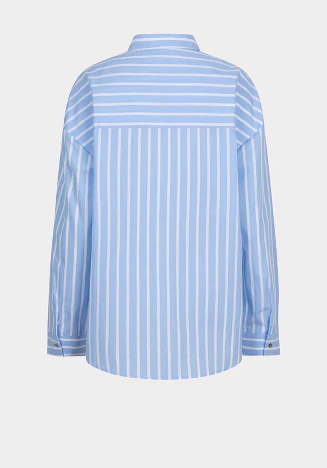 Esqualo Lace Applique Striped Shirt, Blue