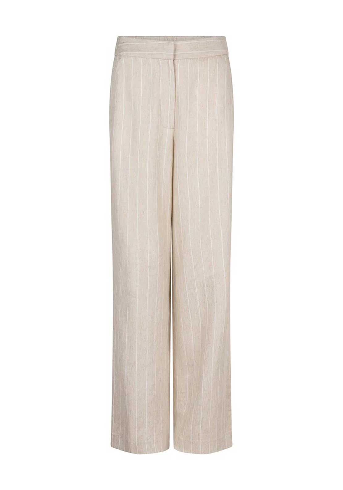 Esqualo Pinstripe Linen Trousers, Beige