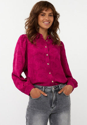 Esqualo Jacquard Flower Blouse, Pink
