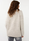 Esqualo Embellished Feather Chunky Knit Cardigan, Light Sand