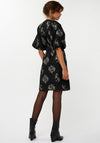 Esqualo Jacquard Puff Sleeve Wrap Dress, Black