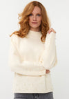 Esqualo Pearl Rib Neck Knit Jumper, Cream