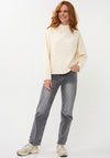 Esqualo Pearl Rib Neck Knit Jumper, Cream