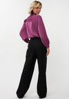 Esqualo Rhinestone Satin Bow Tie Blouse, Purple
