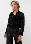 Esqualo Velvet Gold Leaf Shirt, Black