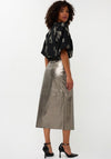Esqualo Metallic PU Faux Wrap Pencil Skirt, Silver