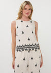 Esqualo Linen blend Embroidered Top, Beige