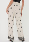Esqualo Linen blend Embroidered Trousers, Beige
