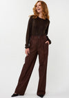 Esqualo Shiny Wide Leg Trousers, Chocolate Brown