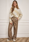 Esqualo Shiny Wide Leg Trousers, Gold