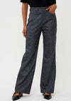 Esqualo Leopard Faux Leather Wide Leg Trouser, Grey