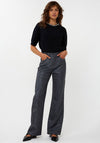 Esqualo Leopard Faux Leather Wide Leg Trouser, Grey