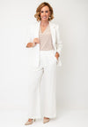 EsQualo Pinstriped Cropped Sleeve Blazer, White