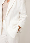 EsQualo Pinstriped Cropped Sleeve Blazer, White