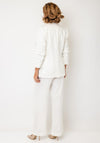 EsQualo Pinstriped Cropped Sleeve Blazer, White