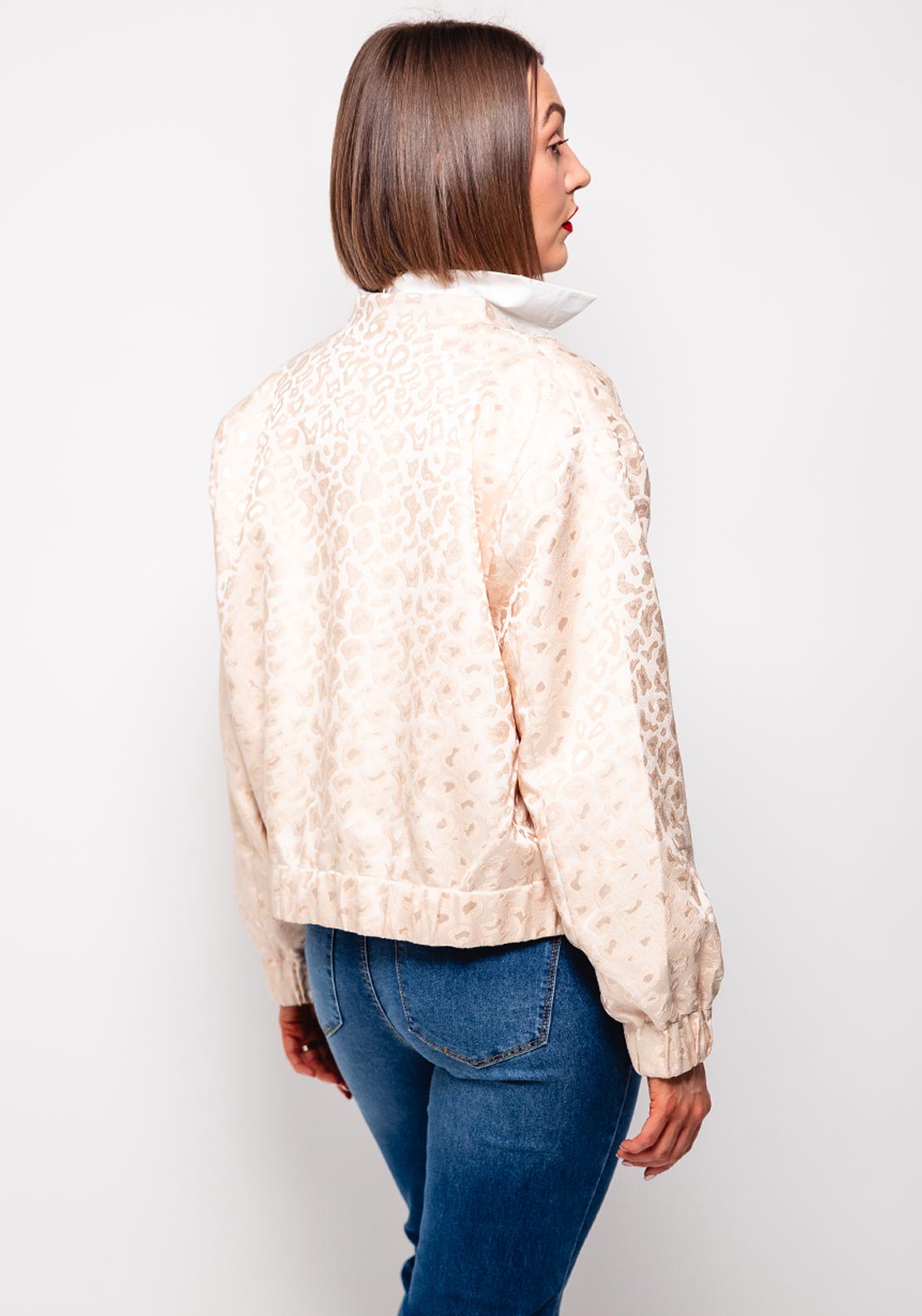 Esqualo Jacquard Animal Print Bomber Jacket, Gold