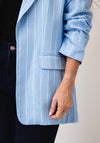 Esqualo Striped Faux Pocket Detail Blazer, Blue
