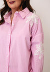Esqualo Striped With Floral And Bead Detail, Pink