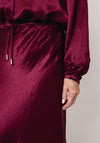 Esqualo Satin Drawstring Midi Skirt, Wine
