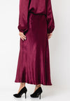 Esqualo Satin Drawstring Midi Skirt, Wine