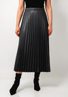 Esqualo Faux Leather Pleated Midi Skirt, Grey