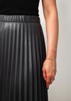 Esqualo Faux Leather Pleated Midi Skirt, Grey