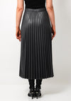 Esqualo Faux Leather Pleated Midi Skirt, Grey