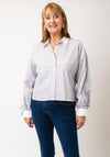 Esqualo Diamante Striped Blouse, Grey