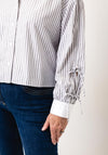 Esqualo Diamante Striped Blouse, Grey