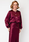 Esqualo Satin Round Neck Blouse, Wine