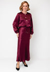 Esqualo Satin Round Neck Blouse, Wine