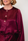 Esqualo Satin Round Neck Blouse, Wine