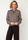 EsQualo Geometric Print with Scarf Detail Blouse, Brown