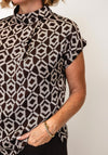 EsQualo Geometric Print Blouse, Brown Multi