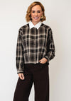 Esqualo Check Rhinestone Trim Blouse, Black