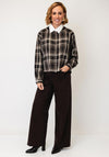 Esqualo Check Rhinestone Trim Blouse, Black