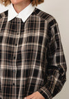 Esqualo Check Rhinestone Trim Blouse, Black