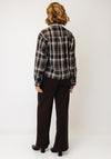 Esqualo Check Rhinestone Trim Blouse, Black