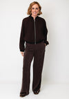 Esqualo Pleated Contrast Stripe Bomber Jacket, Brown