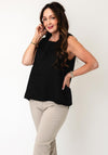 EsQualo Linen Relaxed Sleeveless Top, Black