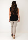 EsQualo Linen Relaxed Sleeveless Top, Black