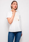 Esqualo Wavy Print T Shirt, White and Beige
