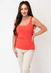 EsQualo Glitter Elasticated Strap Detail Vest, Coral