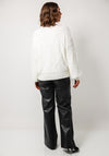 Esqualo Fluffy Knit Sequin Embellished Jumper, White