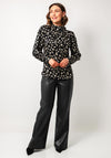 Esqualo Leopard Bow High Neck Blouse, Black