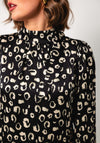 Esqualo Leopard Bow High Neck Blouse, Black