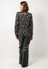 Esqualo Leopard Bow High Neck Blouse, Black