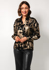 Esqualo Metallic Patterned Satin Shirt, Black